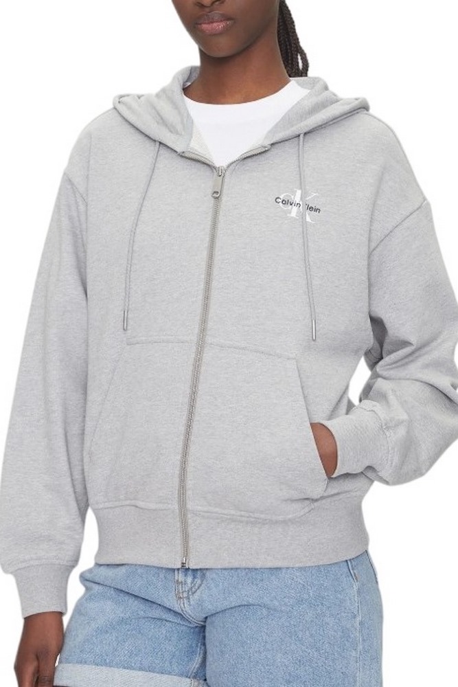 CALVIN KLEIN JEANS MONOLOGO FRENCH TERRY FZ BF HOOD ΖΑΚΕΤΑ ΦΟΥΤΕΡ ΓΥΝΑΙΚΕΙΑ GREY