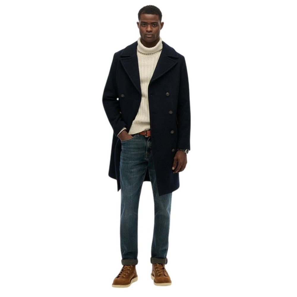 SUPERDRY MERCHANT WOOL BLEND LONG COAT ΠΑΛΤΟ ΑΝΔΡΙΚΟ NAVY