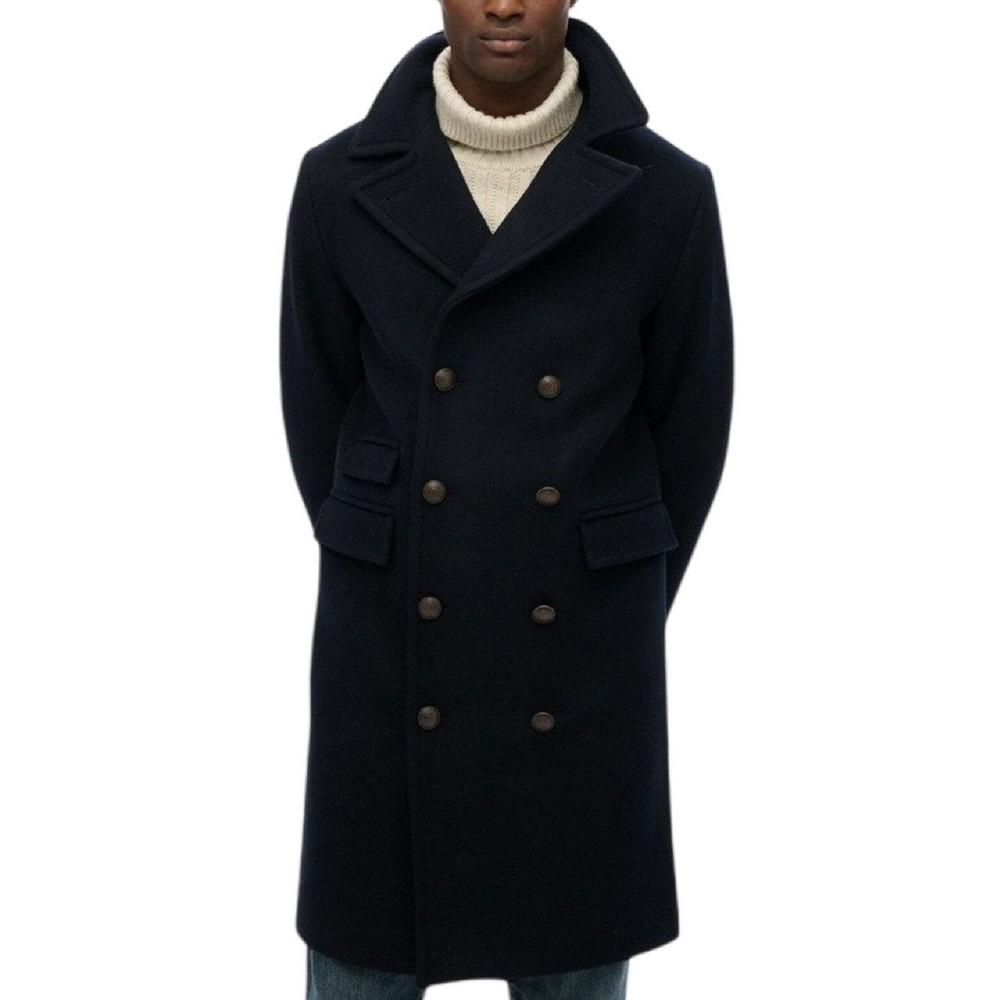 SUPERDRY MERCHANT WOOL BLEND LONG COAT ΠΑΛΤΟ ΑΝΔΡΙΚΟ NAVY