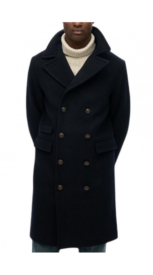 SUPERDRY MERCHANT WOOL BLEND LONG COAT ΠΑΛΤΟ ΑΝΔΡΙΚΟ NAVY