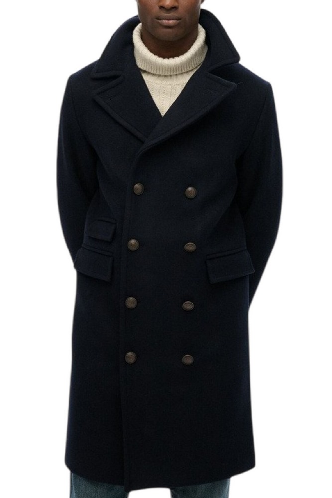 SUPERDRY MERCHANT WOOL BLEND LONG COAT ΠΑΛΤΟ ΑΝΔΡΙΚΟ NAVY