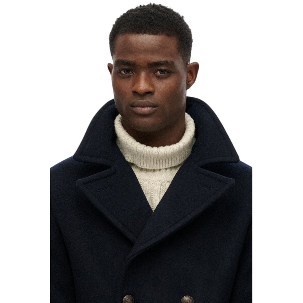 SUPERDRY MERCHANT WOOL BLEND LONG COAT ΠΑΛΤΟ ΑΝΔΡΙΚΟ NAVY