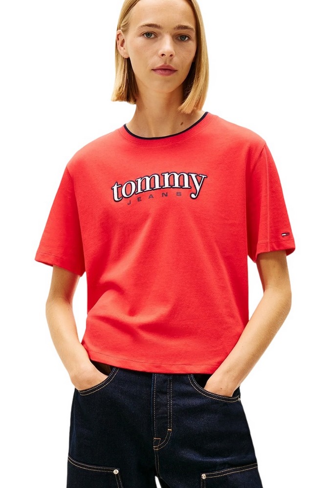 TOMMY JEANS  BXY TOMMY APPLIQUE TEE T-SHIRT ΜΠΛΟΥΖΑ ΓΥΝΑΙΚΕΙΑ RED