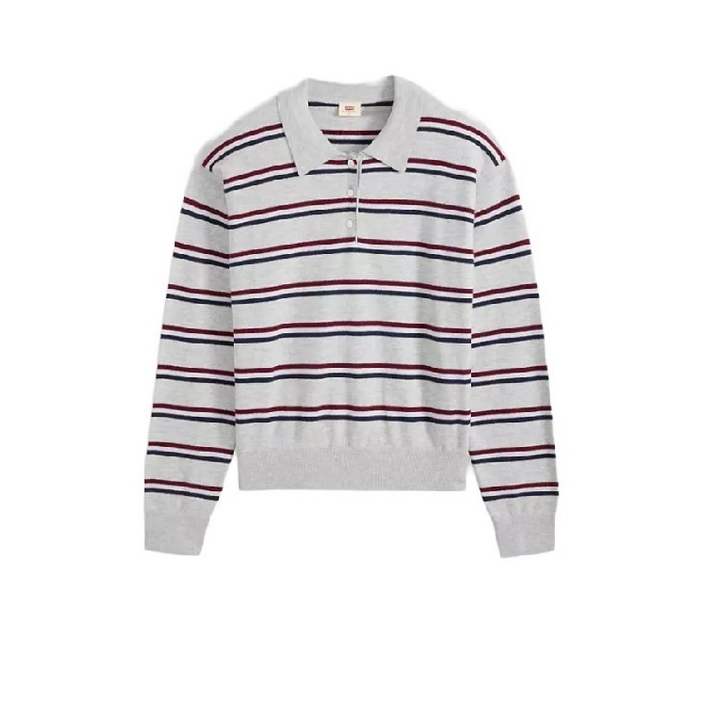 LEVIS SUPER SOFT POLO ΜΠΛΟΥΖΑ ΠΛΕΚΤΗ ΜΑΚΡΥΜΑΝΙΚΗ ΓΥΝΑΙΚΕΙΑ GREY