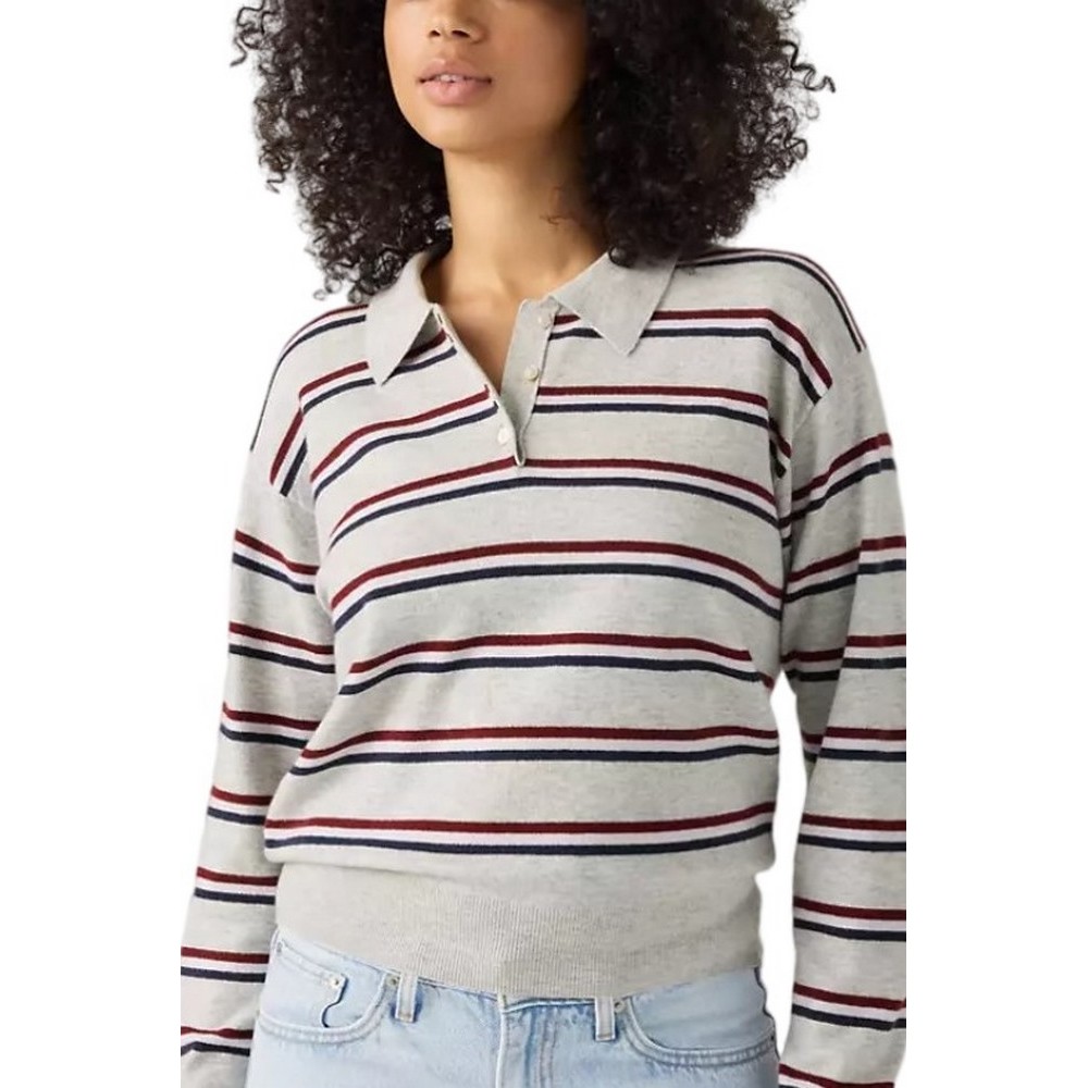 LEVIS SUPER SOFT POLO ΜΠΛΟΥΖΑ ΠΛΕΚΤΗ ΜΑΚΡΥΜΑΝΙΚΗ ΓΥΝΑΙΚΕΙΑ GREY