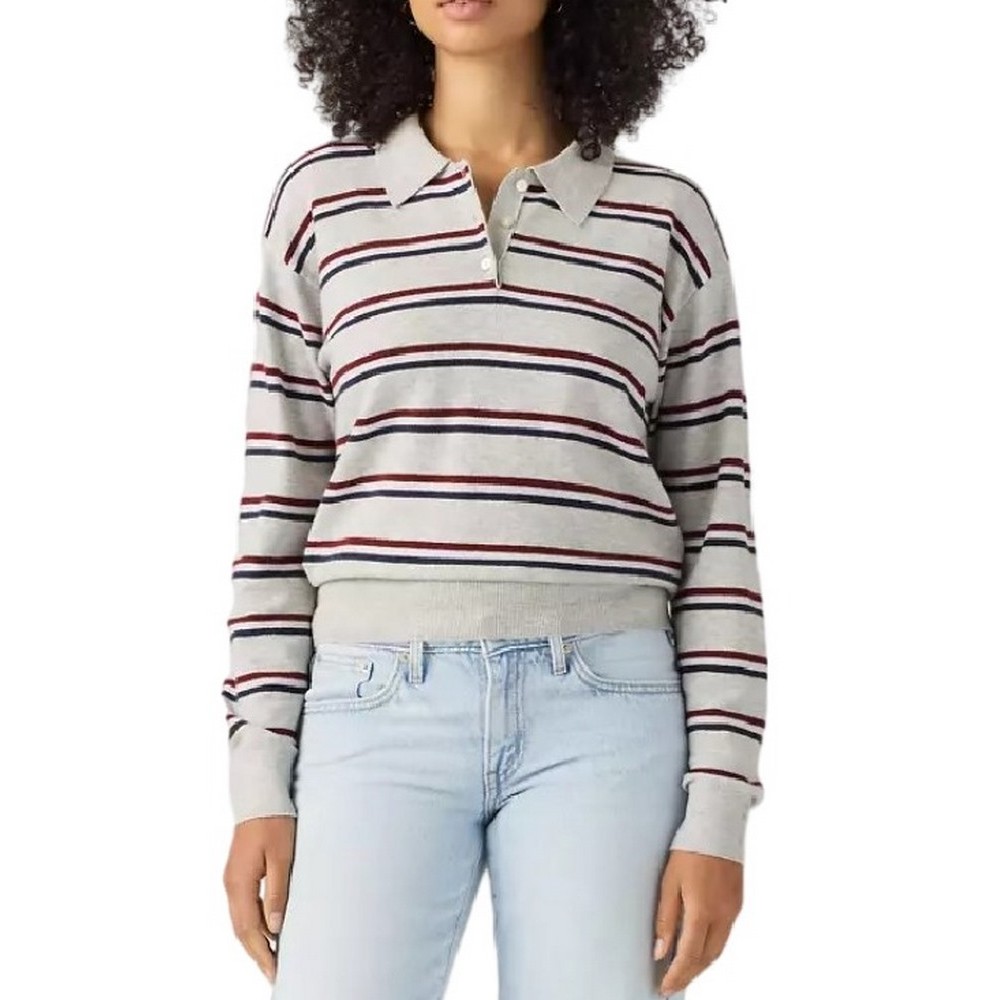 LEVIS SUPER SOFT POLO ΜΠΛΟΥΖΑ ΠΛΕΚΤΗ ΜΑΚΡΥΜΑΝΙΚΗ ΓΥΝΑΙΚΕΙΑ GREY