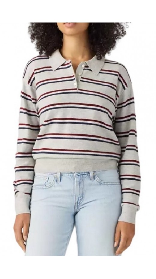 LEVIS SUPER SOFT POLO ΜΠΛΟΥΖΑ ΠΛΕΚΤΗ ΜΑΚΡΥΜΑΝΙΚΗ ΓΥΝΑΙΚΕΙΑ GREY