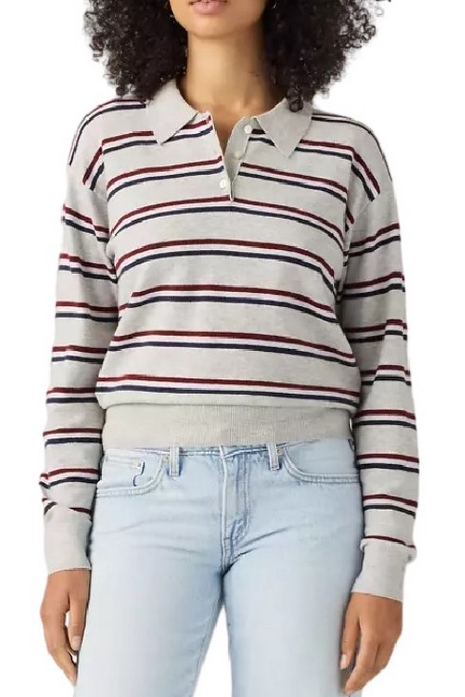 LEVIS SUPER SOFT POLO ΜΠΛΟΥΖΑ ΠΛΕΚΤΗ ΜΑΚΡΥΜΑΝΙΚΗ ΓΥΝΑΙΚΕΙΑ GREY