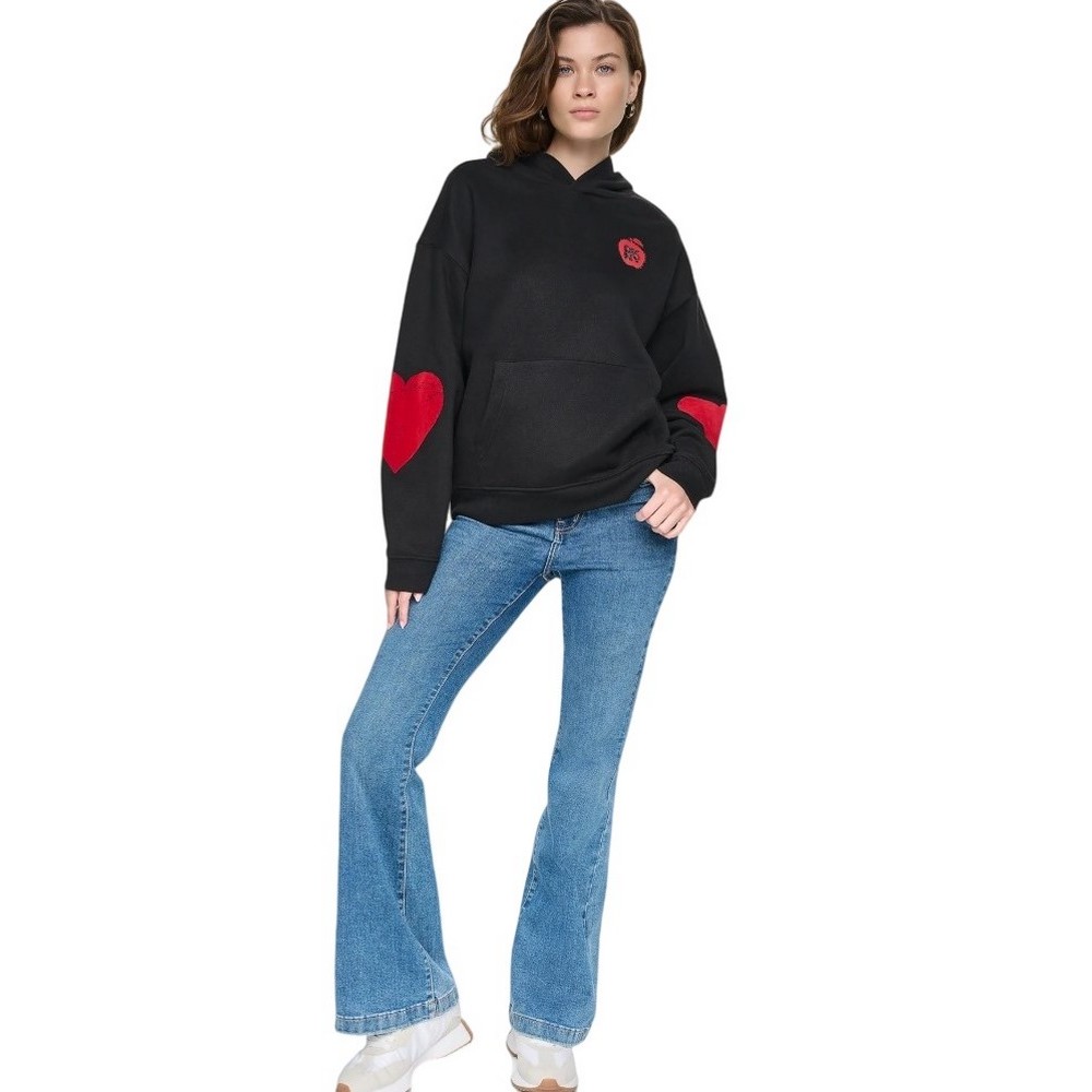 DKNY OVERSIZED BIG APPLE LOGO SWEATSHIRT ΜΠΛΟΥΖΑ ΦΟΥΤΕΡ ΓΥΝΑΙΚΕΙΑ BLACK