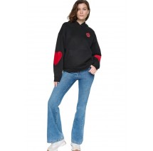 DKNY OVERSIZED BIG APPLE LOGO SWEATSHIRT ΜΠΛΟΥΖΑ ΦΟΥΤΕΡ ΓΥΝΑΙΚΕΙΑ BLACK