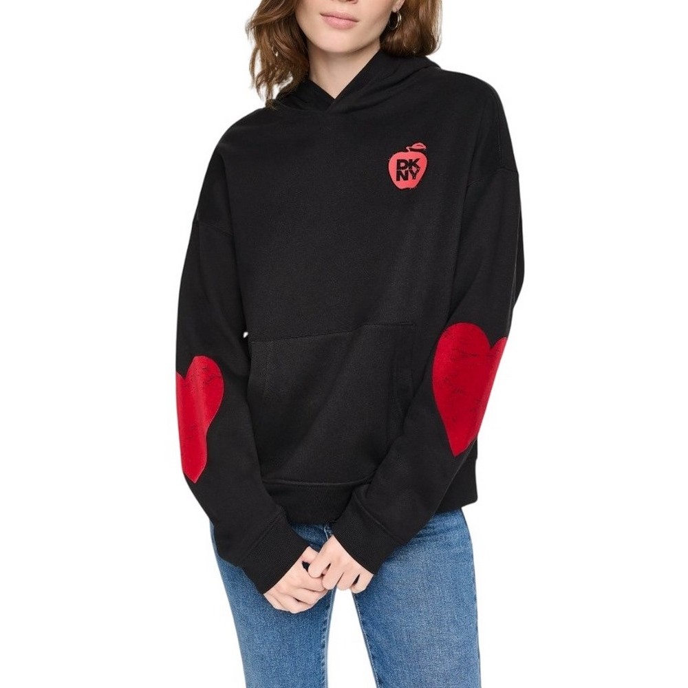 DKNY OVERSIZED BIG APPLE LOGO SWEATSHIRT ΜΠΛΟΥΖΑ ΦΟΥΤΕΡ ΓΥΝΑΙΚΕΙΑ BLACK