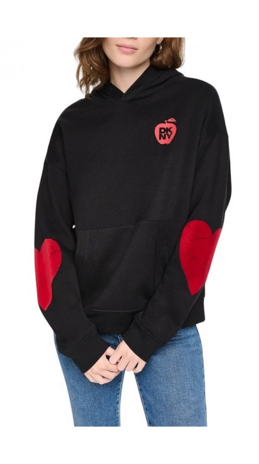 DKNY OVERSIZED BIG APPLE LOGO SWEATSHIRT ΜΠΛΟΥΖΑ ΦΟΥΤΕΡ ΓΥΝΑΙΚΕΙΑ BLACK