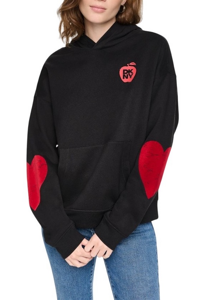 DKNY OVERSIZED BIG APPLE LOGO SWEATSHIRT ΜΠΛΟΥΖΑ ΦΟΥΤΕΡ ΓΥΝΑΙΚΕΙΑ BLACK