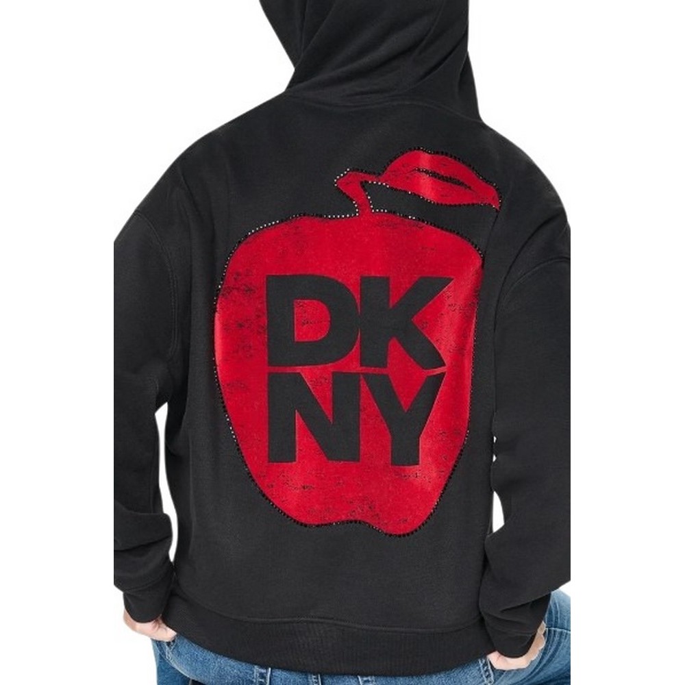 DKNY OVERSIZED BIG APPLE LOGO SWEATSHIRT ΜΠΛΟΥΖΑ ΦΟΥΤΕΡ ΓΥΝΑΙΚΕΙΑ BLACK