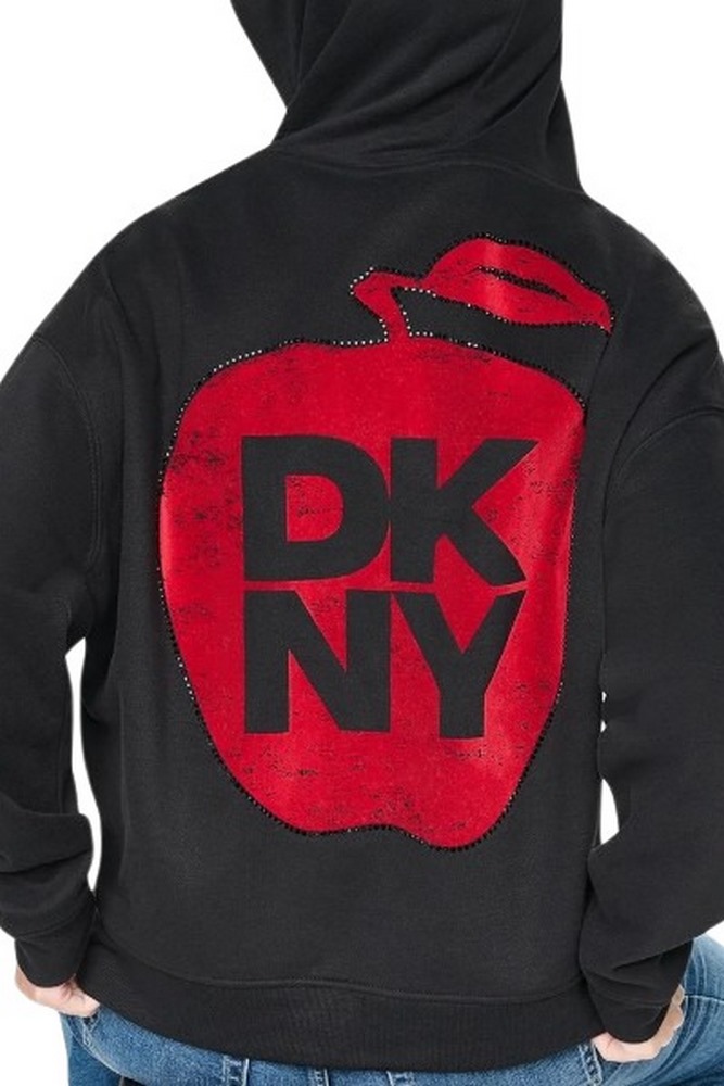 DKNY OVERSIZED BIG APPLE LOGO SWEATSHIRT ΜΠΛΟΥΖΑ ΦΟΥΤΕΡ ΓΥΝΑΙΚΕΙΑ BLACK