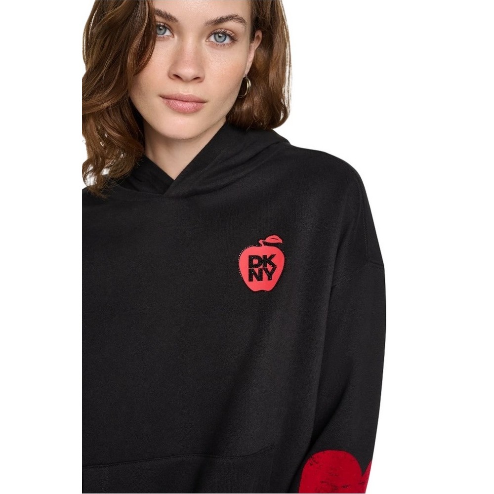DKNY OVERSIZED BIG APPLE LOGO SWEATSHIRT ΜΠΛΟΥΖΑ ΦΟΥΤΕΡ ΓΥΝΑΙΚΕΙΑ BLACK
