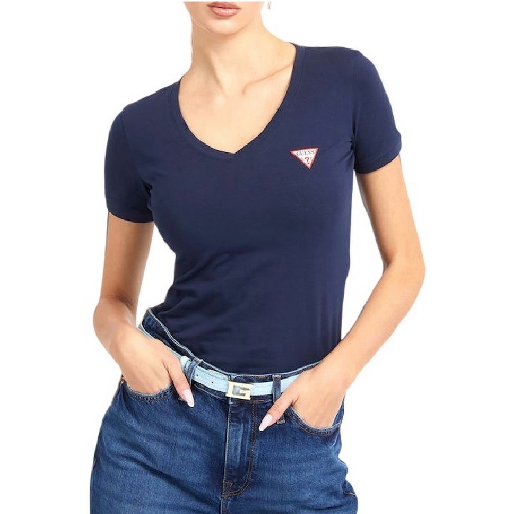 GUESS SS VN MINI TRIANGLE TEE TSHIRT ΓΥΝΑΙΚΕΙΟ NAVY GUESS SS VN MINI TRIANGLE TEE TSHIRT ΓΥΝΑΙΚΕΙΟ NAVY