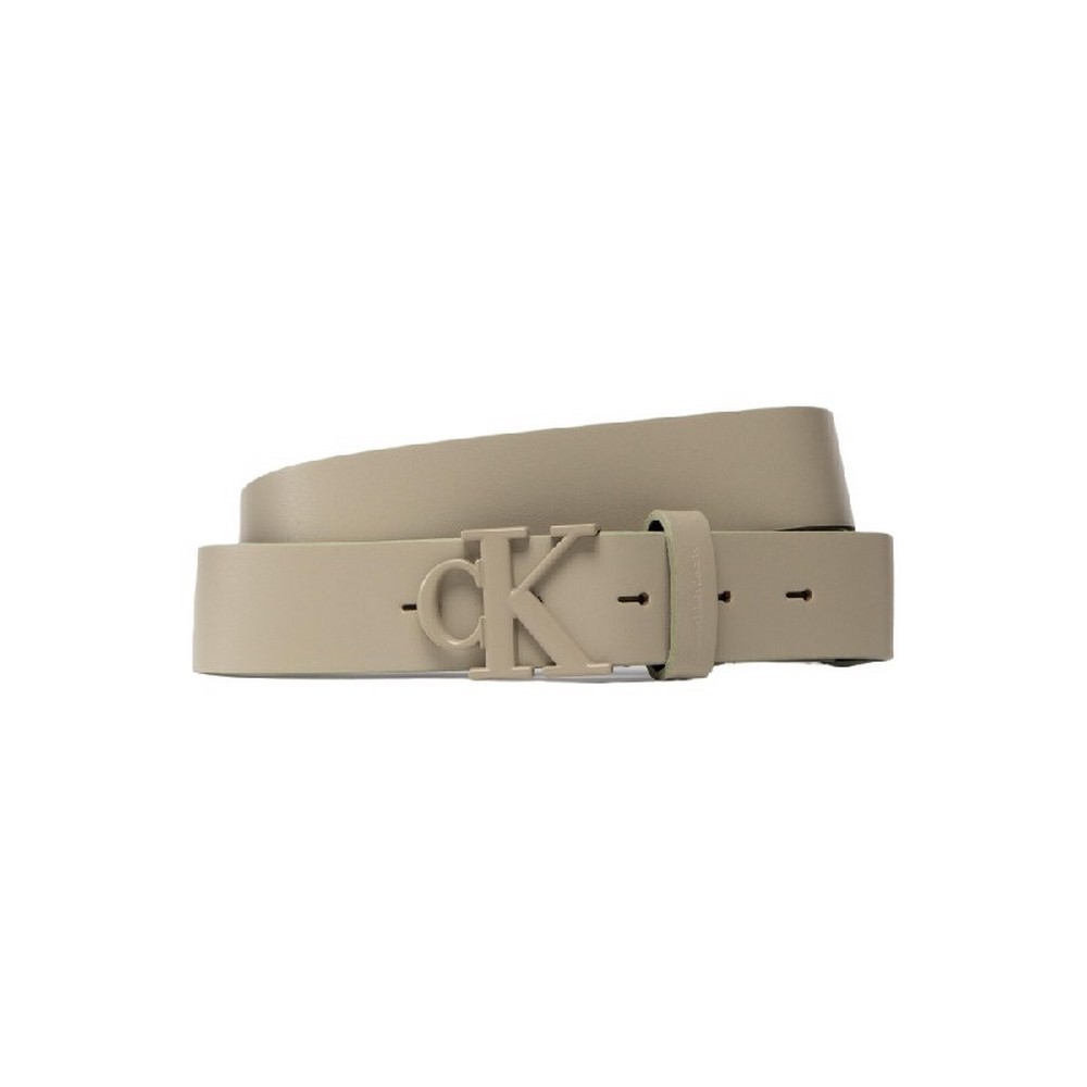 CALVIN KLEIN JEANS ROUND MONO PLAQUE BELT 30MM ΖΩΝΗ ΓΥΝΑΙΚΕΙΑ ECRU