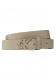 CALVIN KLEIN JEANS ROUND MONO PLAQUE BELT 30MM ΖΩΝΗ ΓΥΝΑΙΚΕΙΑ ECRU