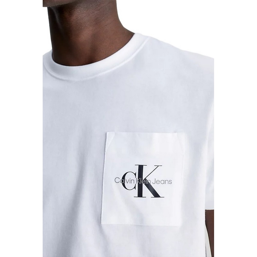 CALVIN KLEIN JEANS CORE MONOGRAM POCKET SLIM T-SHIRT ΑΝΔΡΙΚΟ WHITE