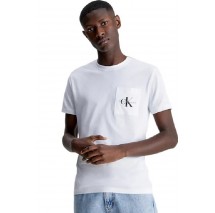 CALVIN KLEIN JEANS CORE MONOGRAM POCKET SLIM T-SHIRT ΑΝΔΡΙΚΟ WHITE