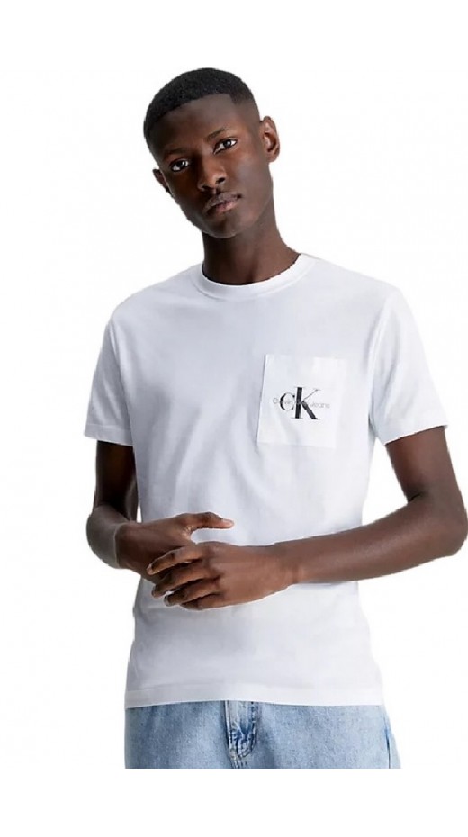 CALVIN KLEIN JEANS CORE MONOGRAM POCKET SLIM T-SHIRT ΑΝΔΡΙΚΟ WHITE