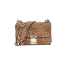 GUESS ELIETTE LOGO MINI CVTBL X FLAP ΤΣΑΝΤΑ ΓΥΝΑΙΚΕΙΑ LATTE