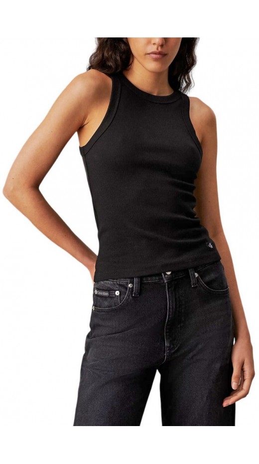 CALVIN KLEIN JEANS WOVEN LABEL TANK TOP ΤΟΠ ΓΥΝΑΙΚΕΙΟ BLACK