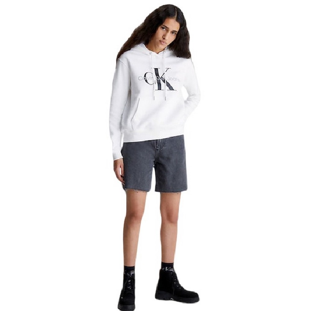 CALVIN KLEIN JEANS CORE MONOGRAM HOODIE ΜΠΛΟΥΖΑ ΦΟΥΤΕΡ ΓΥΝΑΙΚΕΙΑ WHITE