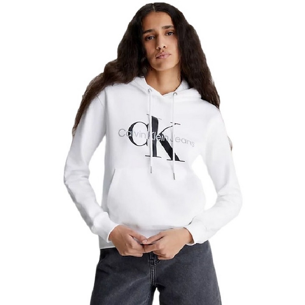 CALVIN KLEIN JEANS CORE MONOGRAM HOODIE ΜΠΛΟΥΖΑ ΦΟΥΤΕΡ ΓΥΝΑΙΚΕΙΑ WHITE