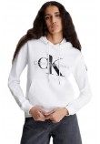 CALVIN KLEIN JEANS CORE MONOGRAM HOODIE ΜΠΛΟΥΖΑ ΦΟΥΤΕΡ ΓΥΝΑΙΚΕΙΑ WHITE