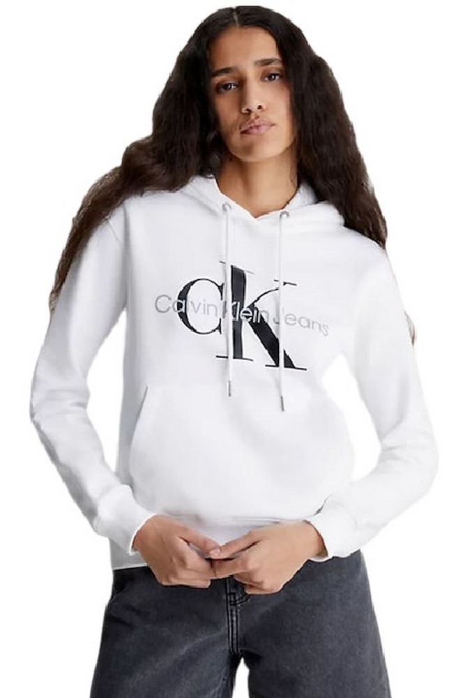 CALVIN KLEIN JEANS CORE MONOGRAM HOODIE ΜΠΛΟΥΖΑ ΦΟΥΤΕΡ ΓΥΝΑΙΚΕΙΑ WHITE