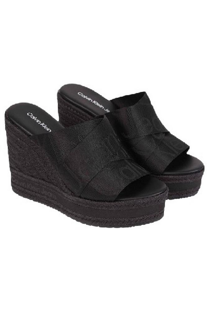 CALVIN KLEIN JEANS WEDGE SANDAL WEBBING ΠΑΝΤΟΦΛΑ ΓΥΝΑΙΚΕΙΑ BLACK