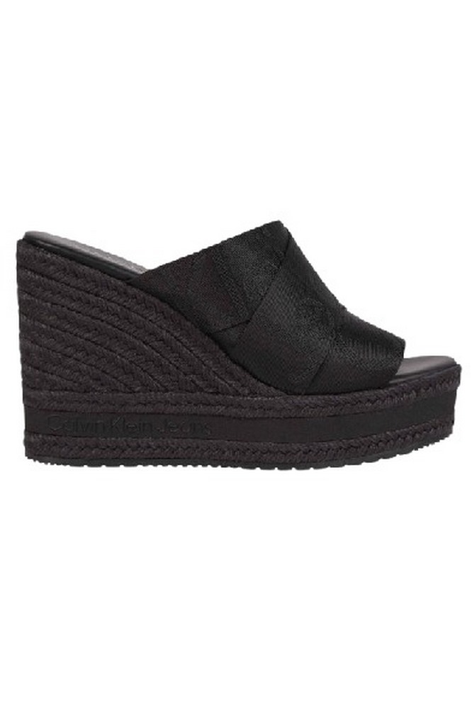 CALVIN KLEIN JEANS WEDGE SANDAL WEBBING ΠΑΝΤΟΦΛΑ ΓΥΝΑΙΚΕΙΑ BLACK