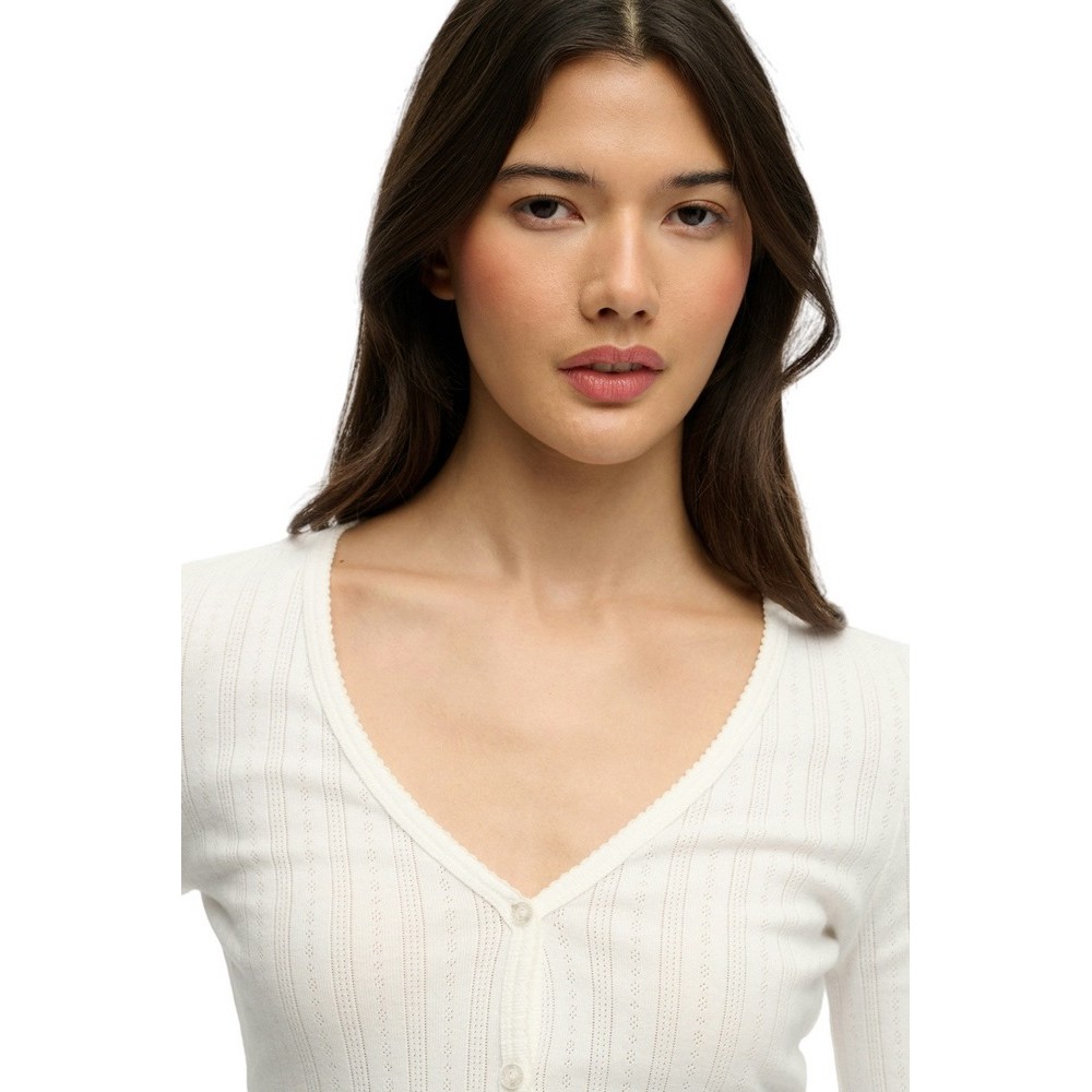 SUPERDRY ATH ESS POINTELLE CARDIGAN ΖΑΚΕΤΑ ΓΥΝΑΙΚΕΙΑ OFF WHITE