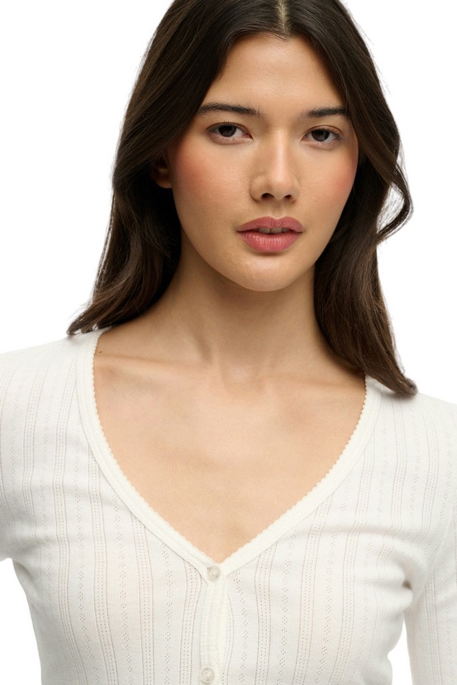 SUPERDRY ATH ESS POINTELLE CARDIGAN ΖΑΚΕΤΑ ΓΥΝΑΙΚΕΙΑ OFF WHITE