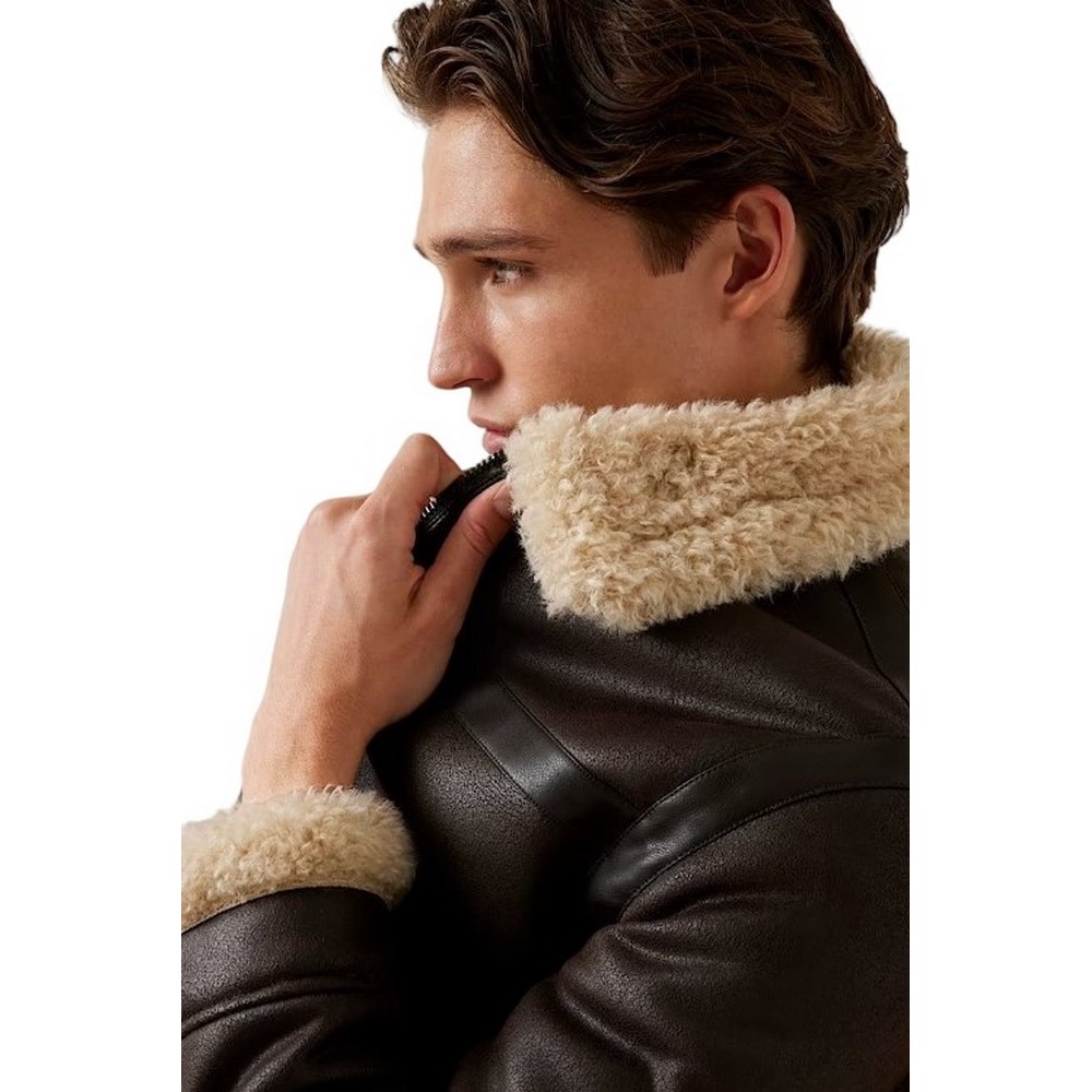 GUESS AVIATOR SHEARLING ΜΠΟΥΦΑΝ ΑΝΔΡΙΚΟ BROWN