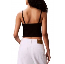CALVIN KLEIN JEANS A- WOVEN LABEL RIB CAMI ΤΟΠ ΓΥΝΑΙΚΕΙΟ BLACK