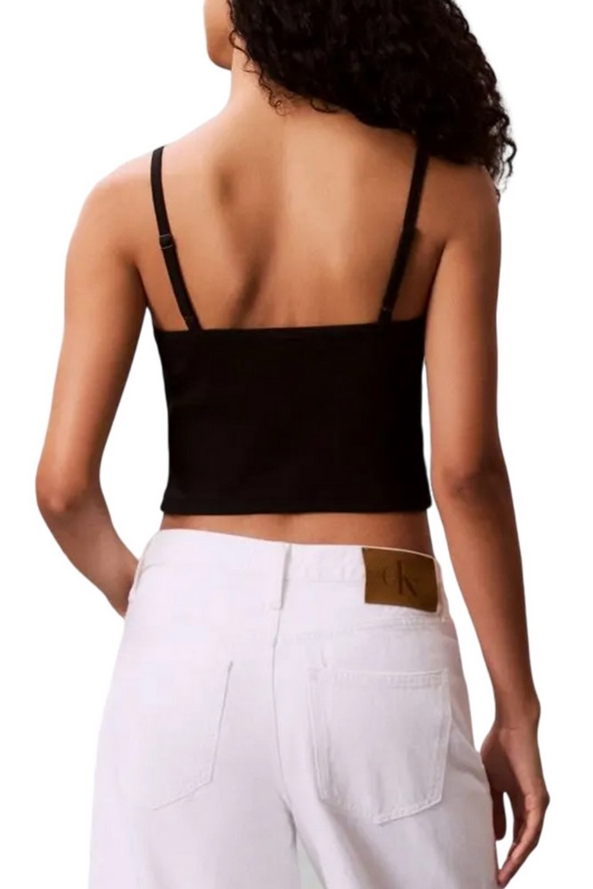 CALVIN KLEIN JEANS A- WOVEN LABEL RIB CAMI ΤΟΠ ΓΥΝΑΙΚΕΙΟ BLACK