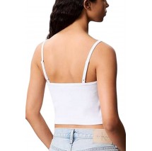 CALVIN KLEIN JEANS A- WOVEN LABEL RIB CAMI ΤΟΠ ΓΥΝΑΙΚΕΙΟ WHITE