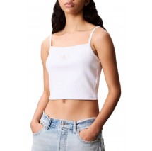 CALVIN KLEIN JEANS A- WOVEN LABEL RIB CAMI ΤΟΠ ΓΥΝΑΙΚΕΙΟ WHITE