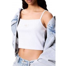 CALVIN KLEIN JEANS A- WOVEN LABEL RIB CAMI ΤΟΠ ΓΥΝΑΙΚΕΙΟ WHITE