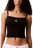 CALVIN KLEIN JEANS A- WOVEN LABEL RIB CAMI ΤΟΠ ΓΥΝΑΙΚΕΙΟ BLACK