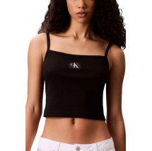 CALVIN KLEIN JEANS A- WOVEN LABEL RIB CAMI ΤΟΠ ΓΥΝΑΙΚΕΙΟ BLACK