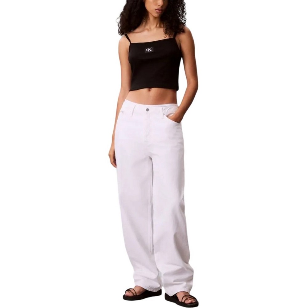 CALVIN KLEIN JEANS A- WOVEN LABEL RIB CAMI ΤΟΠ ΓΥΝΑΙΚΕΙΟ BLACK