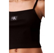 CALVIN KLEIN JEANS A- WOVEN LABEL RIB CAMI ΤΟΠ ΓΥΝΑΙΚΕΙΟ BLACK