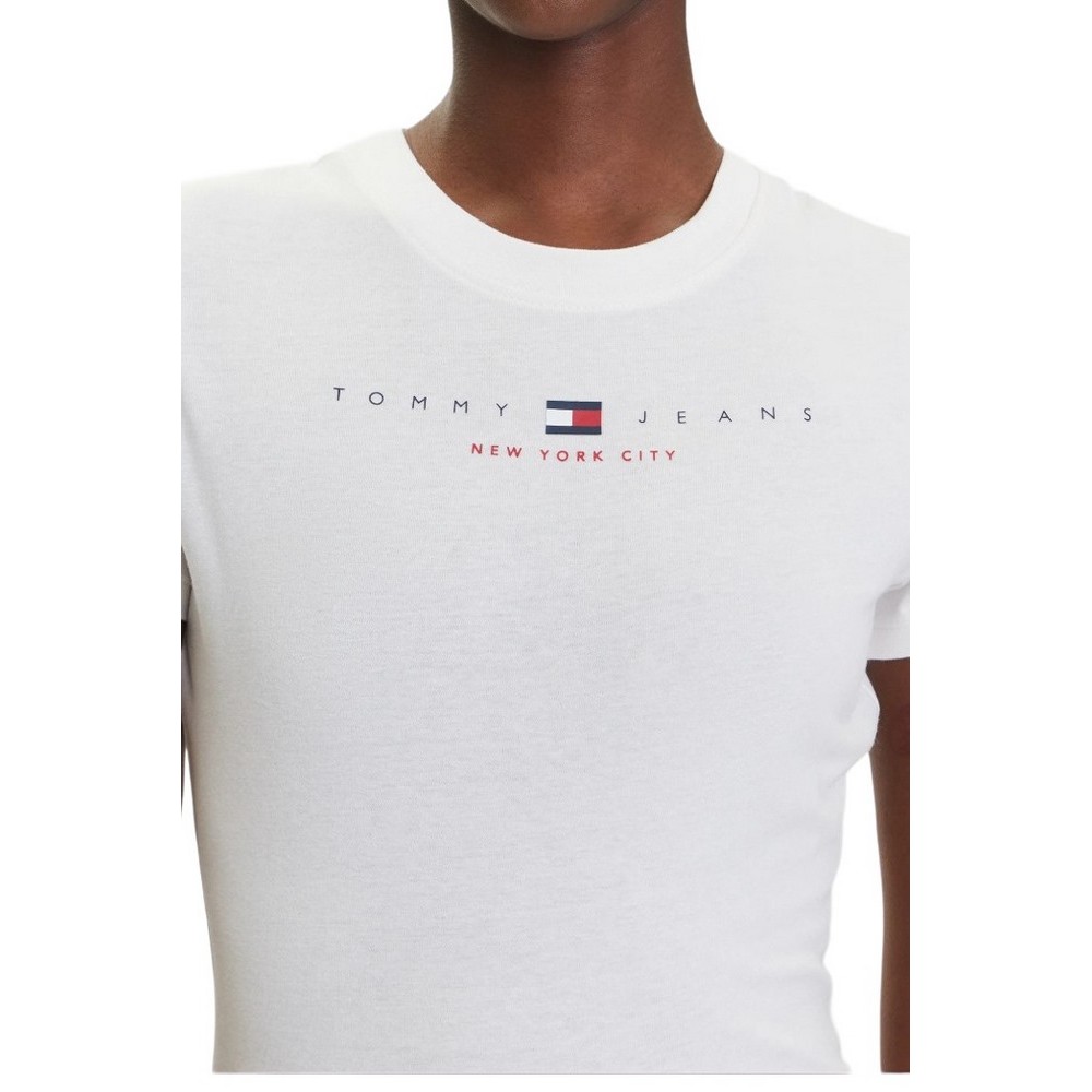 TOMMY JEANS SLIM US LINEAR TEE T-SHIRT ΜΠΛΟΥΖΑ ΓΥΝΑΙΚΕΙΑ WHITE