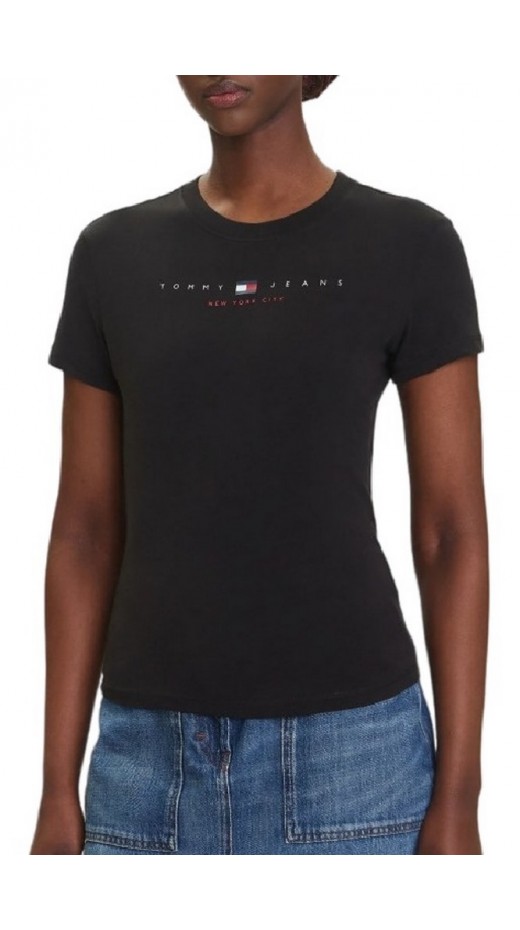 TOMMY JEANS SLIM US LINEAR TEE T-SHIRT ΜΠΛΟΥΖΑ ΓΥΝΑΙΚΕΙΑ BLACK