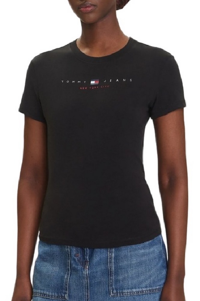 TOMMY JEANS SLIM US LINEAR TEE T-SHIRT ΜΠΛΟΥΖΑ ΓΥΝΑΙΚΕΙΑ BLACK