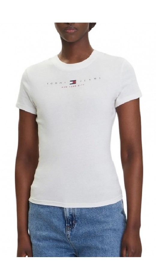 TOMMY JEANS SLIM US LINEAR TEE T-SHIRT ΜΠΛΟΥΖΑ ΓΥΝΑΙΚΕΙΑ WHITE
